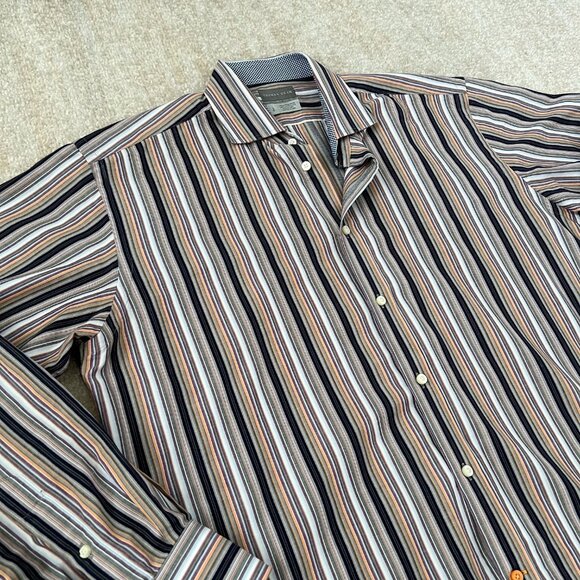 3 for $6 Thomas Dean Stripe Button Down Shirt L - Picture 3 of 10